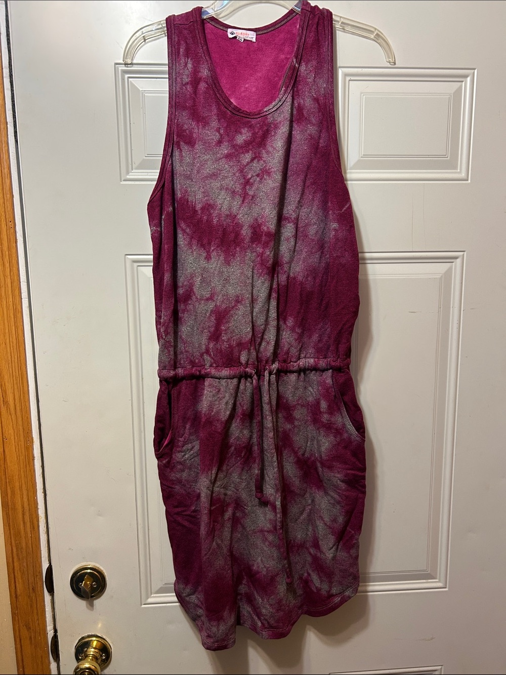 Sundry Berry and Gray Tie-Dye Dress L